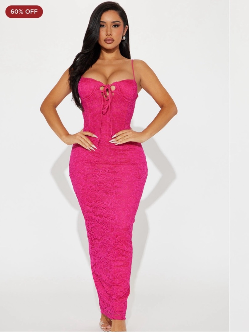 Fashion Nova Hot Pink Lace Strapless Maxi Skirt